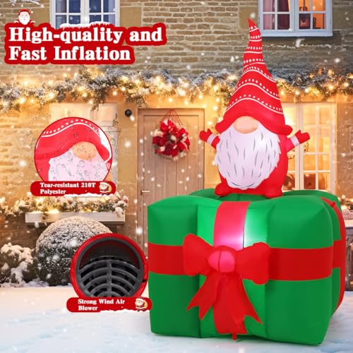 Inflatable Christmas Gnome with LED Lights Outdoor Yard Decoration - 6.3 Ft