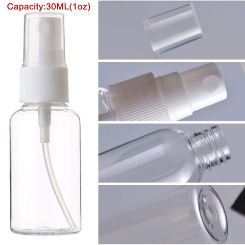 SINIDE Spray Bottles 30ml/1oz, 12 Pack Clear Empty Fine Mist Plastic Mini Travel Bottle Set, Portable Refillable Makeup Sprayer Containers for Perfume, Liquids, Aromatherapy, Small Size