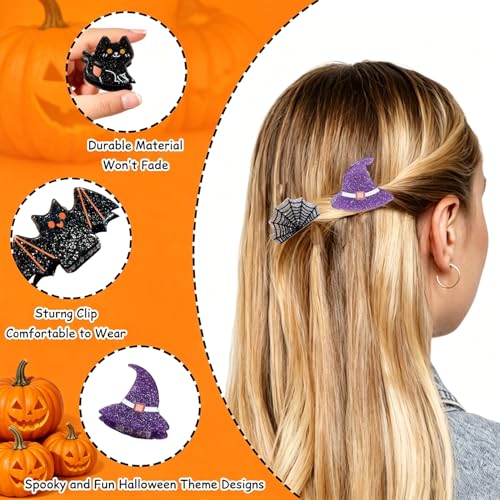Halloween Hair Claw Clips Set - Pumpkin Ghost Bat Design, Style 3