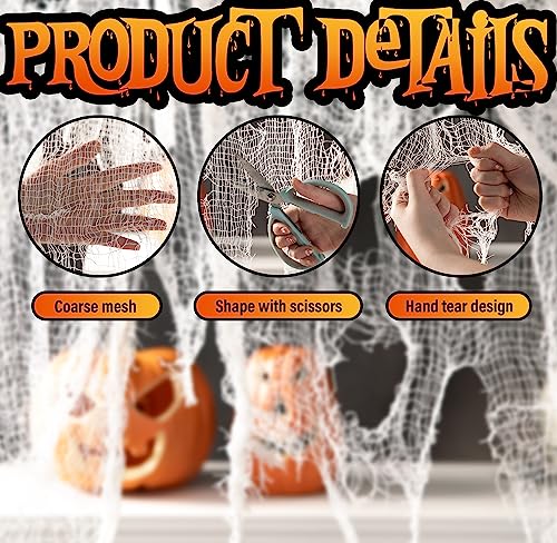 Halloween Creepy White Gauze Cloth - Large 500x59 Inch Decoration Fabric with Variation