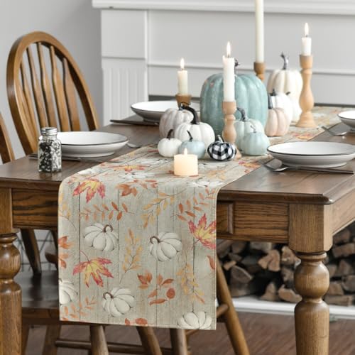 Artoid Mode 13x72 Inch Fall Table Runner Beige Home Decor Party Table Linen