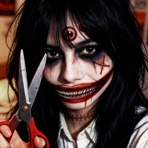 Halloween Face Tattoos Big Mouth Set - 14 Sheets Horror Makeup