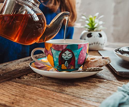 Nightmare Before Christmas Ceramic Tea Cup Set with Jack and Sally – 6.7 Ounces, 4-Piece Set
