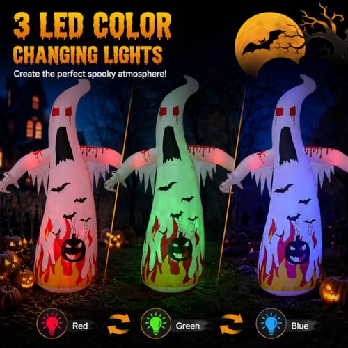 12 Ft Halloween Inflatable Ghost with LED Lights Outdoor Yard Decoration
