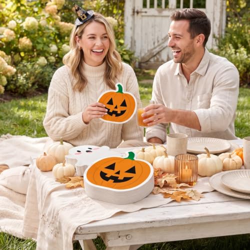Halloween Ghost and Pumpkin Napkins Set - 100Pcs, Festive Disposable Tableware
