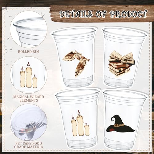 Magical Wizard Plastic Cups - 12 oz Disposable Party Cups, Set of 48