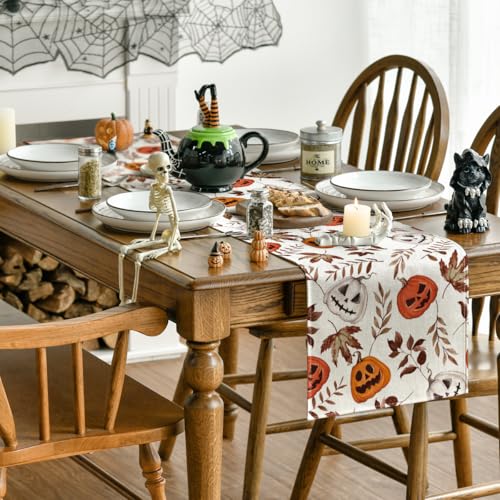 Halloween Table Runner 13x72 Inch Beige Polyester Home Party Decor - Variation of THIS listing