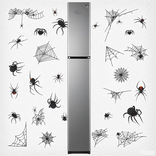 Halloween Window Clings Spider Cobweb Stickers - Reusable Double Sided Decals for Glass Windows, 4 Sheet A5
