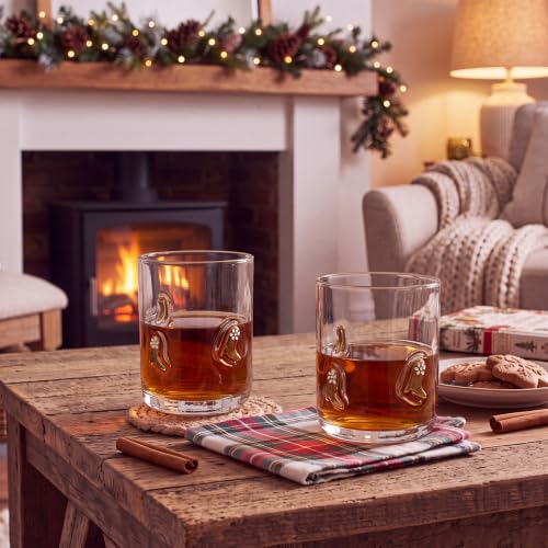 14 oz Stemless Juice Glasses Set - Elegant Brown Boot Design for Wine, Cocktail & Drinkware