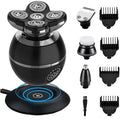 Upgrade 5-in-1 Electric Head Shaver for Men, LED Display, Multifunctional Cordless IPX7 Waterproof Rotary Grooming Kit