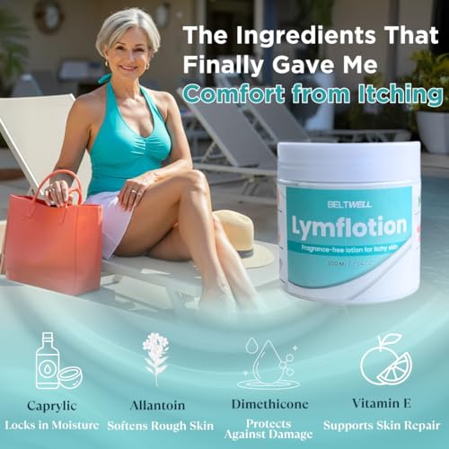 Beltwell® Lymflotion Non-Greasy Moisturizer for Dry & Sensitive Skin Relief – Fragrance Free Anti-Itch Lotion for Itchy Skin, Lymphedema, Diabetes, Eczema, Cracked Feet & Arms – 200ml