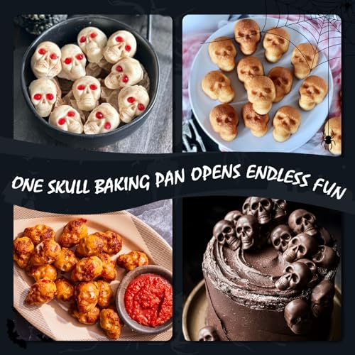 Skull Silicone Mold for Halloween Baking & Cake Decorating - 2.75 Inch, Reusable Food-Grade Nonstick Pan, Spooky Skeleton Design, 6 Cavities
