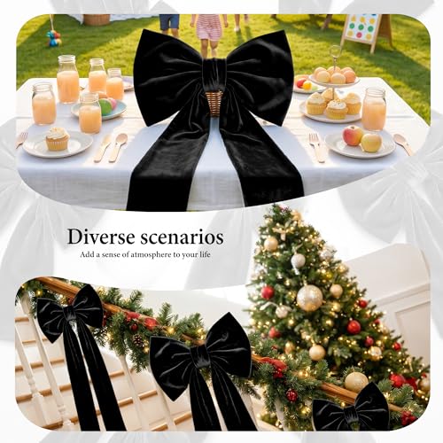 Black Velvet Christmas Bow - Large 52x16 Inch Holiday & Wedding Decor