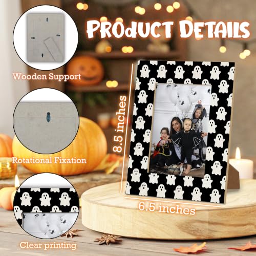 Halloween Picture Frame 4x6 Photo Black and Ghost Wooden Decor with Variation