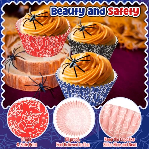 Spider Web Cupcake Wrappers - Vesici 300 Count Cartoon Cake Liners for Birthday & Party Decorations (Variation of This Listing)