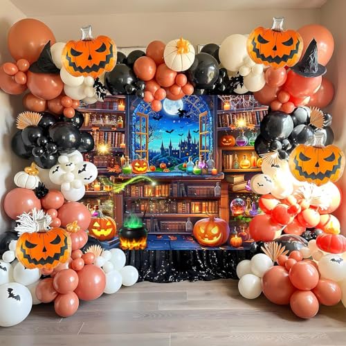 Halloween Magic Photography Backdrop 8x6 ft Witch Scene Window Bookshelf Banner - Folded