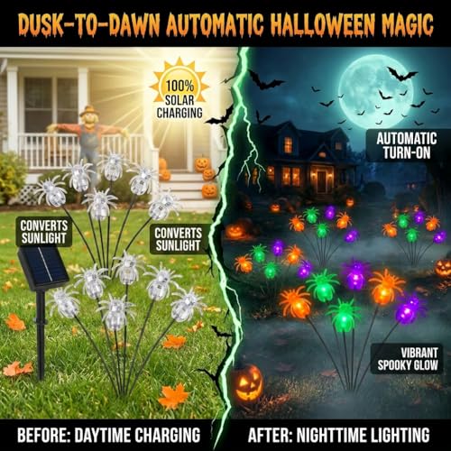 Spider Solar Halloween Decorations Outdoor with 8 Lighting Modes - Pathway Stake Lights - Variation 4