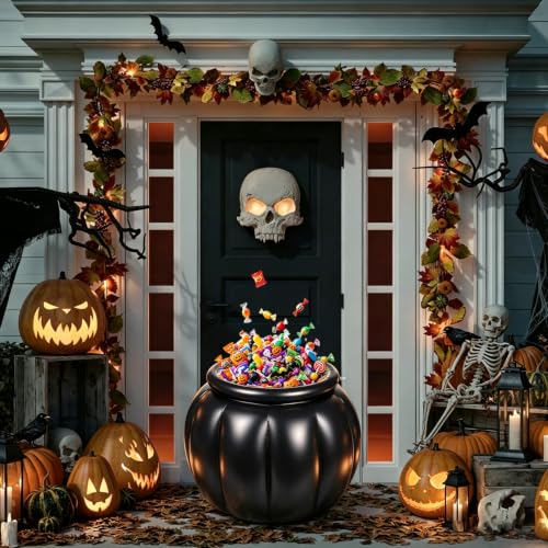 Inflatable Halloween Candy Bowl 22x18 Black Cauldron Bucket Large Trick-or-Treat Container