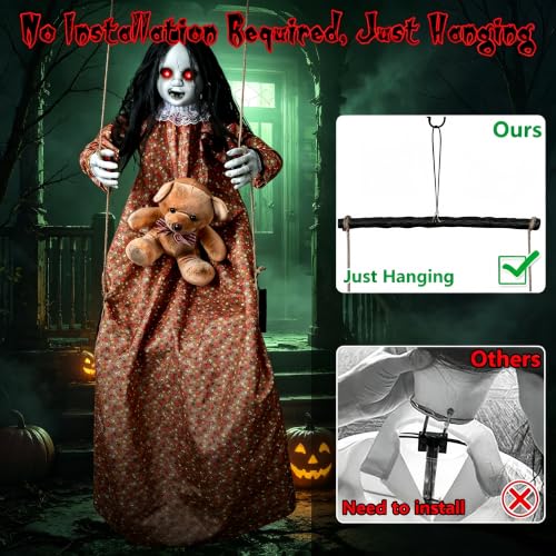 Outdoor Hanging Halloween Doll - Creepy 45-Inch Swinging Horror Decor
