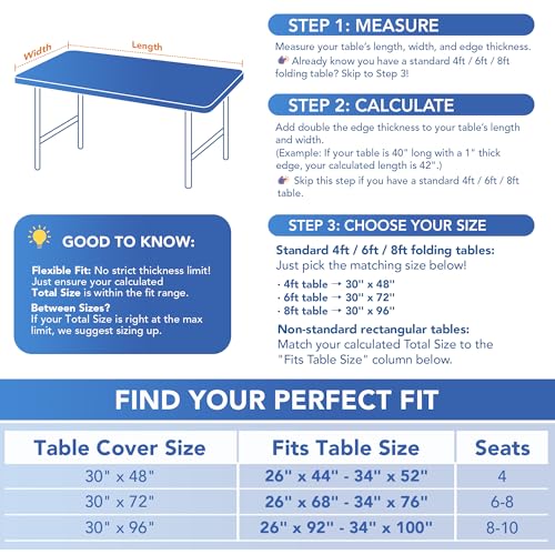 Fitted Stretch Tablecloth for 6ft Rectangular Tables - White, 30x72 Inch, 6 Pack