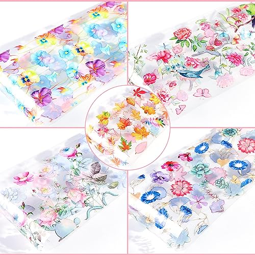 Maple Leaf Fall Nail Foil Transfer Stickers 10 Sheets Autumn Lavender Design