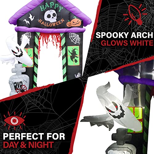 9-ft Haunted House Arch Inflatable with Lights Halloween Outdoor Decorations - Happy Halloween Variation