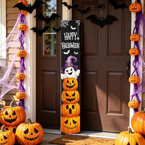 Halloween Welcome Sign for Porch - 47x7.8in Ghost & Pumpkin Front Door Decor - Variation of THIS Listing