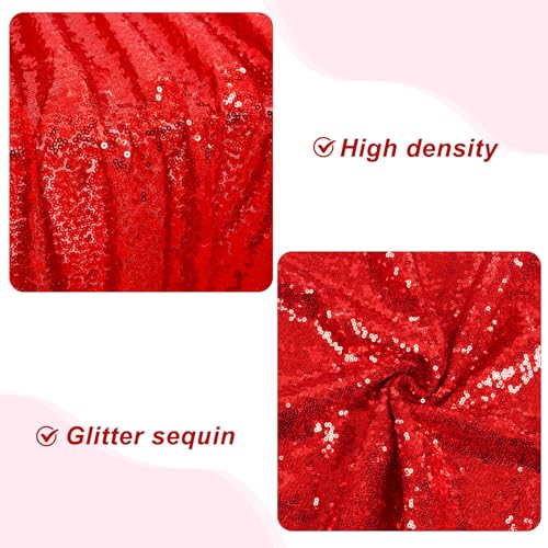 PartyDelight Dark Red Sequin Tablecloth 90x132 Inch Rectangular - Festive Event Decor