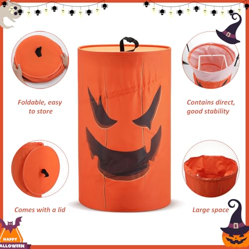 Large Halloween Candy Bucket - 24x14 Inch Pumpkin Ghost Design Trick-or-Treat