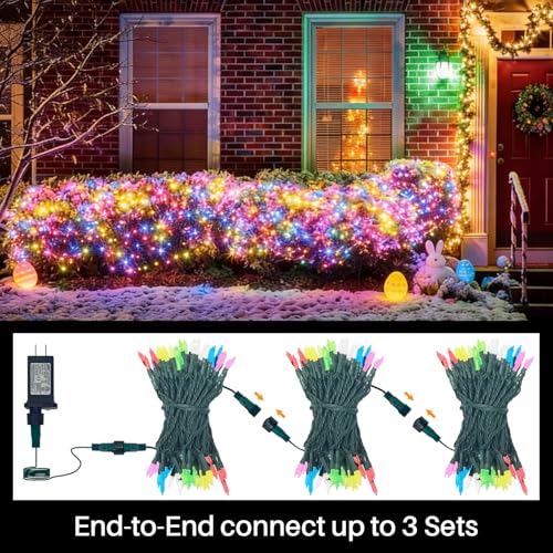 Multicolor Easter String Lights 33FT 100 LED with 16 Light Modes - Green Wire