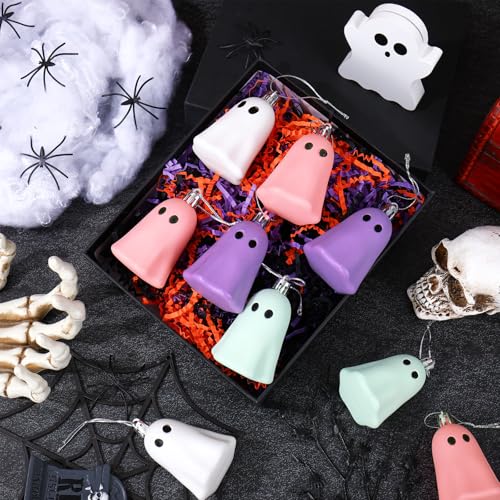 Halloween Ghost Hanging Ornaments - 20 Pastel Plastic Decorations for Home & Party