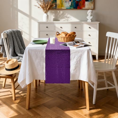 Purple Sequin Table Runners 72 Inches Long - Pack of 10 - Wedding & Party Decor