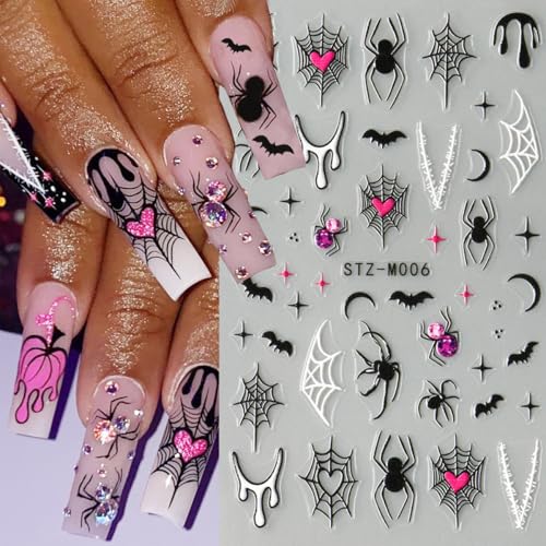 Halloween Nail Stickers Spider Variation - Self-Adhesive Nail Art Decals for DIY Manicure