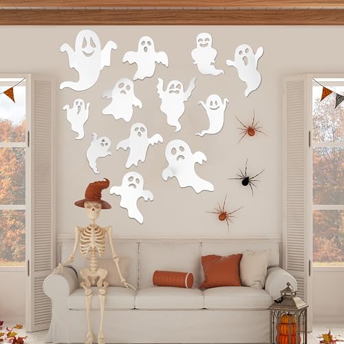 24Pcs Halloween Ghost Wall Stickers - 3D Reusable Spooky Decals for Home & Party