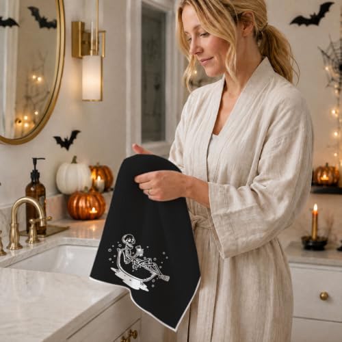 Jztco 4 Pcs Skeleton Halloween Hand Towels - Skull Kitchen Dishcloths Multi 1444