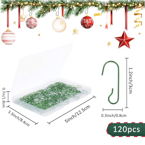 Christmas Ornament Metal Hooks Hangers - Green Bendable Wire, 120PCS - Easter & Holiday Decor