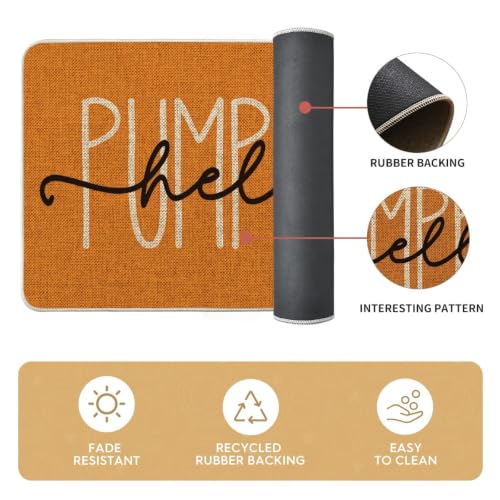 Orange Fall Kitchen Mats Set of 2 - 17x29 & 17x47 Non-Slip Decor