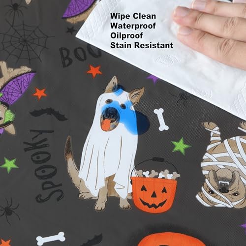 Newbridge Halloween Pets Vinyl Round Tablecloth 70 Inch for Fall Festivities