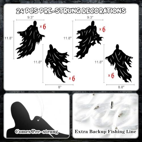 24 Pcs Halloween Wraith Hanging Decorations - No DIY Party Ornaments