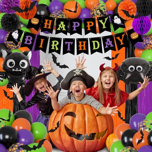 Halloween Birthday Party Decorations Set with Banner, Balloons & More