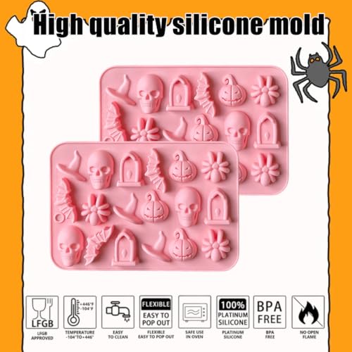 Halloween Pumpkin Skull Silicone Mold for Chocolates & Crafts - Colour 11