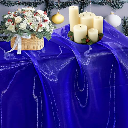 Royal Blue Organza Fabric 10 Yards Continuous Shiny Tulle Wedding Decor