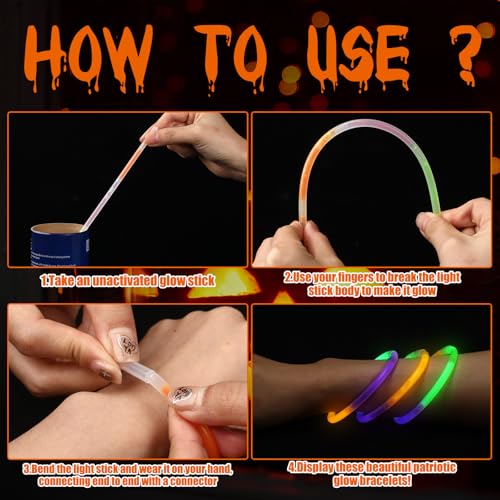 Wettarn 200 Pcs Halloween Glow Stick Bracelets - Green, 8-Inch Party Favors
