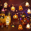 Halloween String Lights Set - 19.7Ft 30 LED Ghost & Pumpkin 3D Designs, Battery Operated with 8 Modes, Indoor Outdoor Decor, Multiple Character Variations