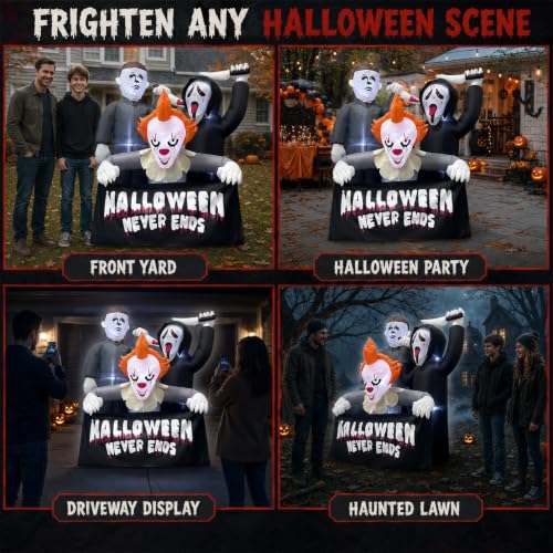 Halloween Inflatable Killer Trio - 6FT Outdoor Decorations with LED Lights - Variation of Killers