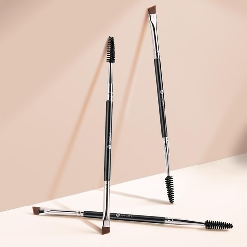 KINGMAS Eyebrow Brush - Professional Duo Angled Brush for Lining & Shaping Brows | Black