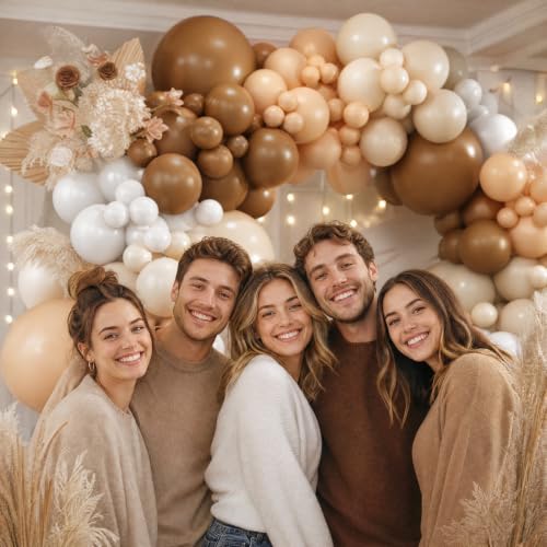 Y06 Brown Balloon Arch Kit - 500pcs Neutral Latex Balloons for Birthday & Baby Shower