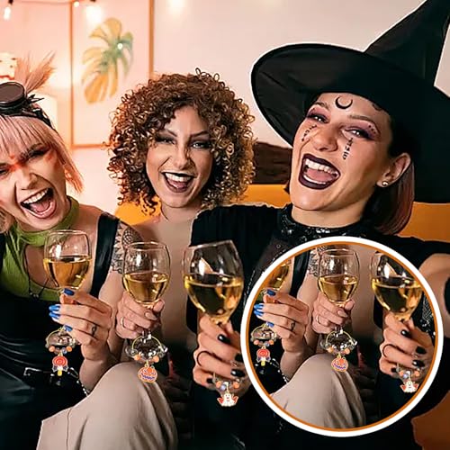 Halloween Festival Theme Wine Glass Charms - 18 Pcs Ring Set for Tasting Party Decor