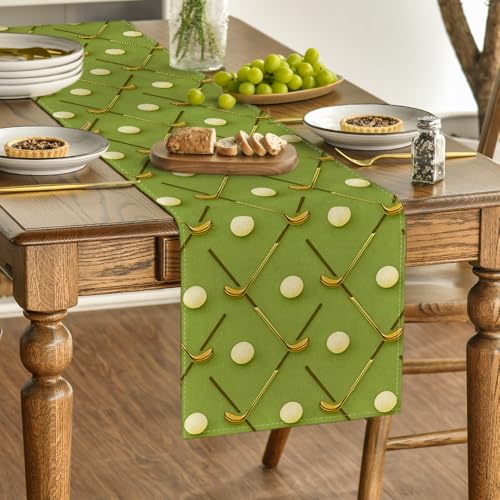 Golf Themed Table Runner 13x72 Inch Green Sport Party Decor for Home & Dining