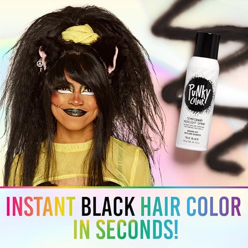 Temporary Hair Color Spray - Black Highlights, Fast-Drying, Travel Size